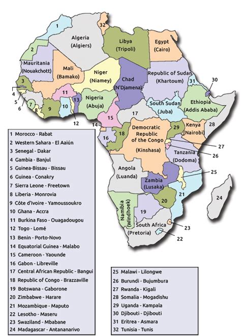 A Complete List of African Countries and Their Capitals.